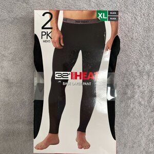 NWB 32 Degrees Heat Mens Base Layer Pants 2 Pack XL Black Stretch  M0141